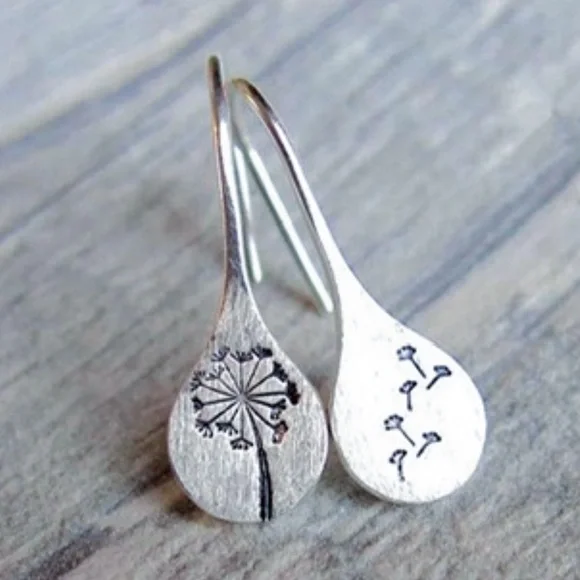 Silver Engraved Teardrop Threader Earrings - Picture 2 of 5